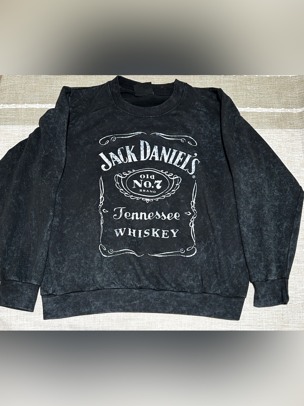Jack Daniels Black Mineral Wash Crewneck with White Logo